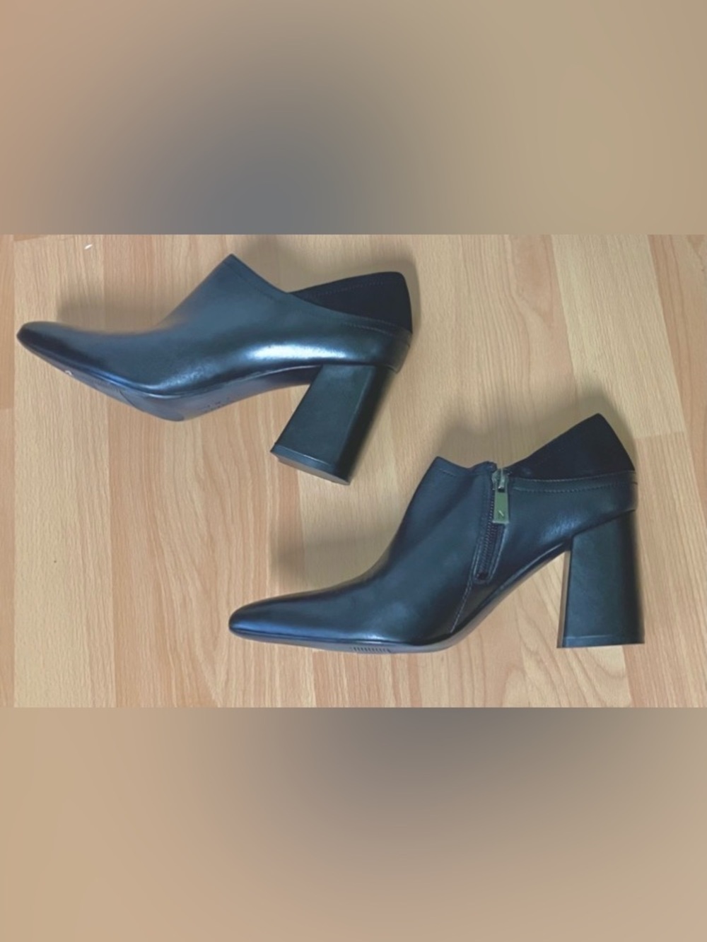 Naturalizer Black Leather Block Heel Ankle Shoes
